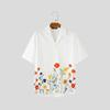 INCERUN Oversized Men Summer Lapel Neck Short Sleeve Floral Print Casual Shirts