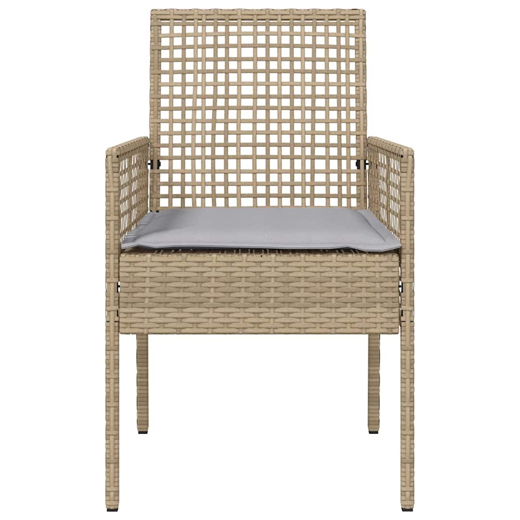 Garden Chair with Cushion 2 pcs Beige 55 x 53 x 85 cm Poly Rattan