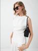 Summer Pleated White Sleeveless Top - Women's Fashion Vest for Workplace Commute