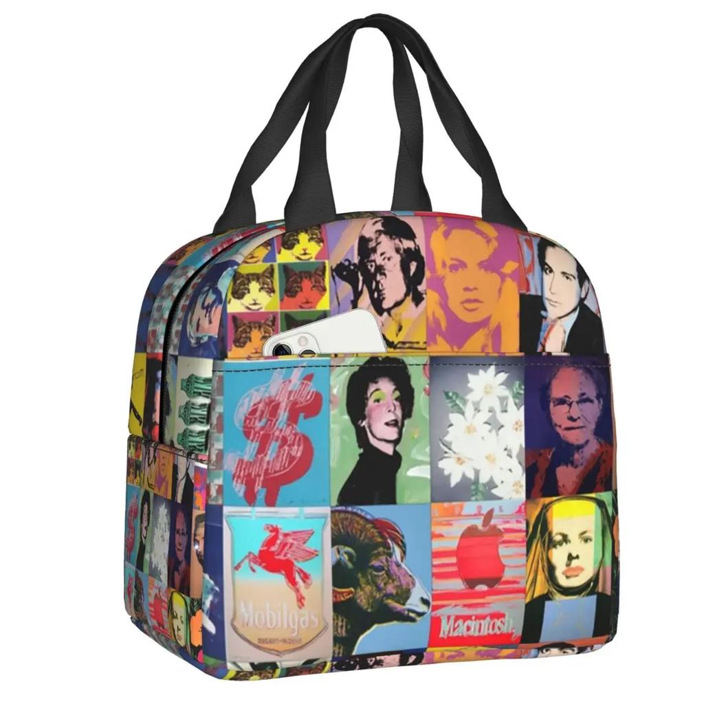 Bunte Katze Tragbare Lunchboxen für Frauen Wasserdicht Pop Art Kühltasche Thermisch Isoliert Lunchtasche lunchbag