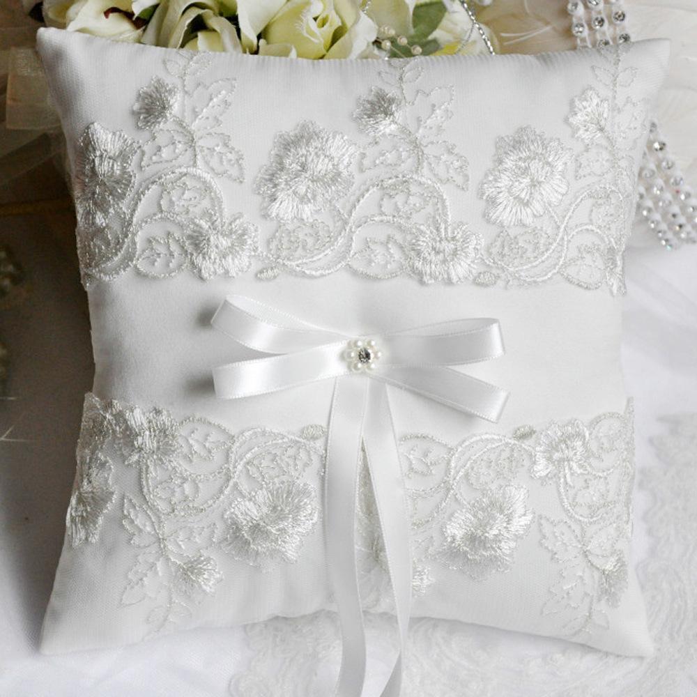 Silver Thread Wedding Ring Pillow Holder
