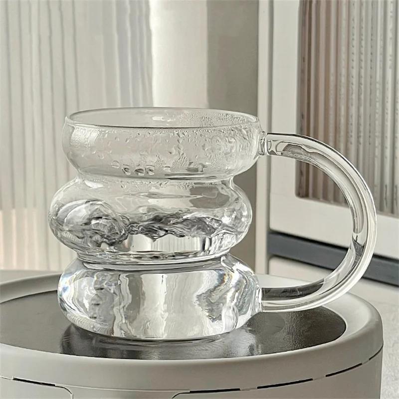 Ins Style Irregular Transparent Glass Cup Heat Resistant Coffee Mug Summer Drinks Beer Juice Milk Water Cup Cocktail Glass Cups