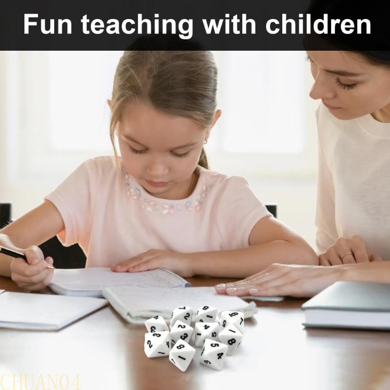 A1A2 18Pcs 16mm White Acrylic Right Angled Dices Game Props Toy for Kids Mathematical Symbol Game Dices Kids Teaching Tool