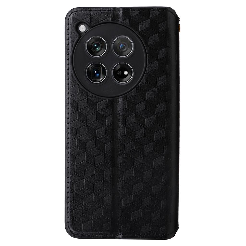 For OnePlus Ace 3 5G/12R 5G Phone Cover Magnetic Rhombus Pattern Leather Case