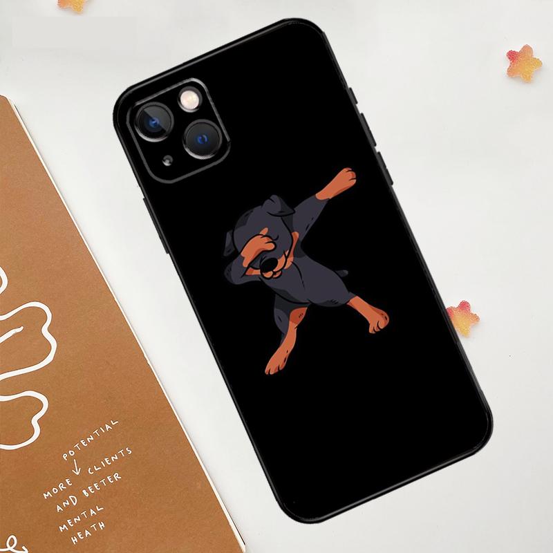 Cartoon Rottweiler Dog Case For Apple iPhone 15 16 14 13 12 11 Pro Max Mini XR 15 16 Plus 16e Protective Cover