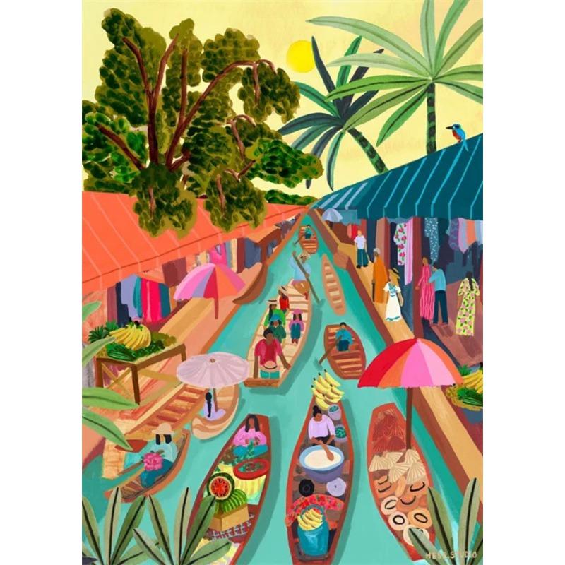 

Красочные путешествия горный город холст картины постеры и принты абстрактный пейзаж настенные художественные картины для домашнего декора гостиной 21cm×30cm NoFrame