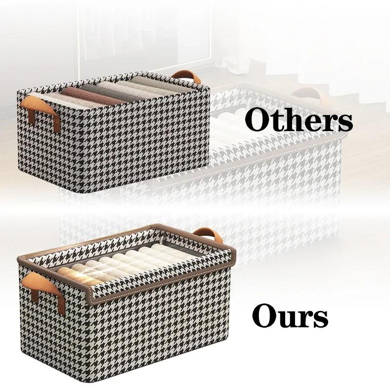 1PC No lid suitcase organizer Foldable Style Storage Basket with Handle Bedroom Dormitory Desktop Storage Box
