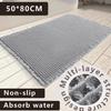 Solid Color Waffle Bathroom Mat: Absorbent, Anti-Slip Entry Rug