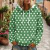 Women's Polka Dot Print Hooded Long Sleeve Sweatshirt with Pocket and Casual Top