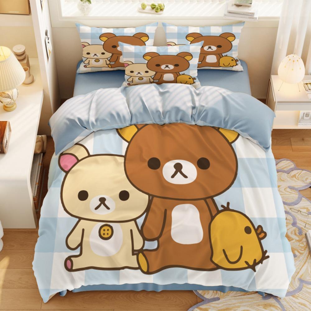 Cute little bear Duvet Cover pillowcase Bedroom Decoration Children Gift adult Single Double bed Large SizeZip Duvet Cover