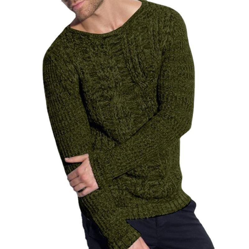 

Мужской свитер однотонный с круглым вырезом и длинным рукавом, новинка сезона осень-зима 2025 XXL зелёный
