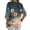 Damenhemden Elegante Freizeit-T-Shirts 3/4-Ärmel Tunika-Oberteile Basic-T-Shirts Pullover Arbeitsblusen