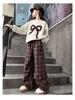 Girls' Fashionable Plaid Pants & Bow Sweatshirt Set - Autumn/Winter 2025