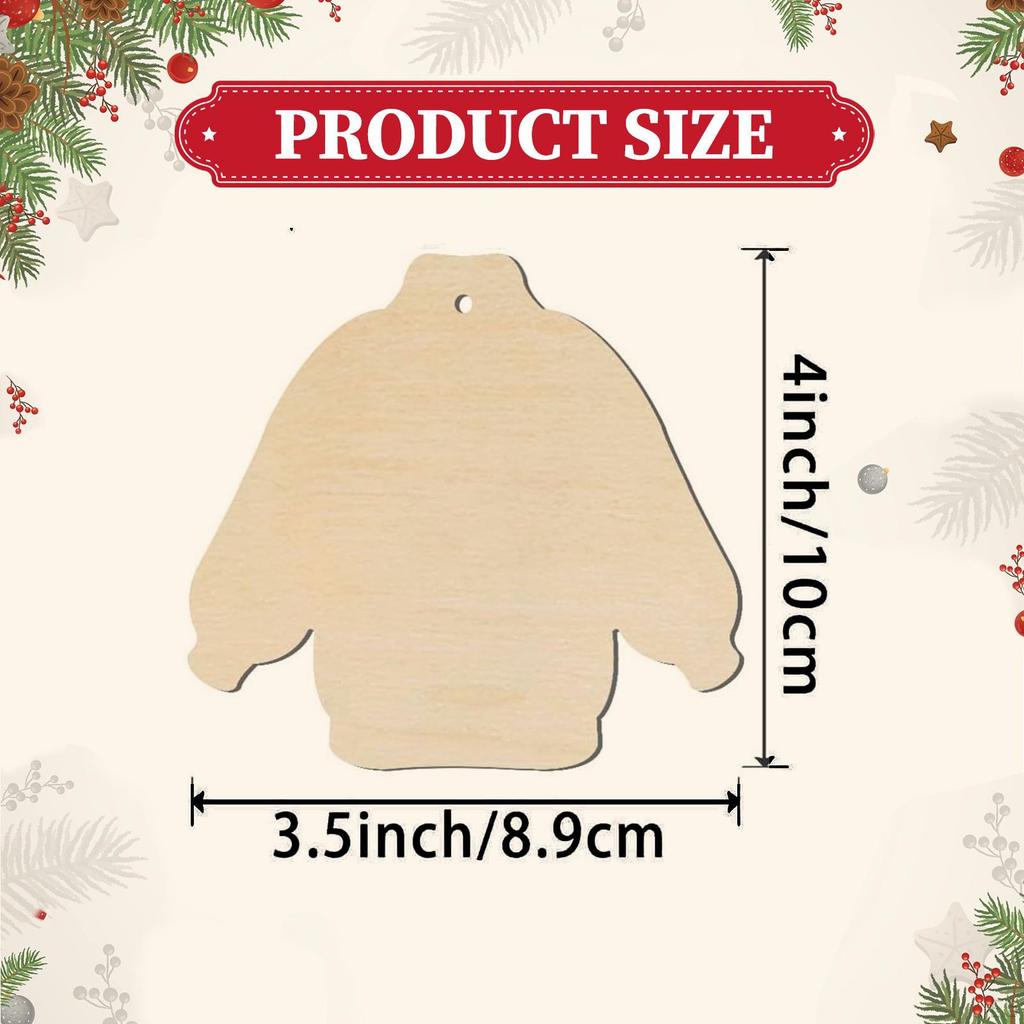 30 Pieces Unfinished Cutouts Blank Wood Slices 4" X 3.5" Wooden for DIY Crafts Party