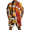 Conjunto Casual de Top Ligero Transpirable Estampado para Hombre y Shorts con Cordón