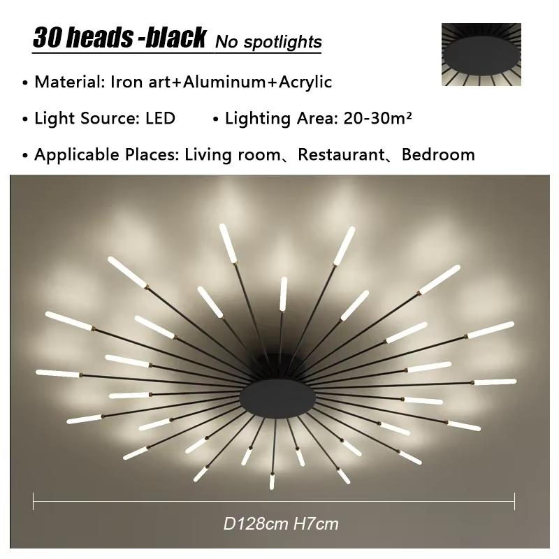 Modern Firework Led Ceiling Lights Home Decor Living Room Bedroom Ceiling Lamps Lustre Lighting Black Gold Mounted Lamp Fixtures