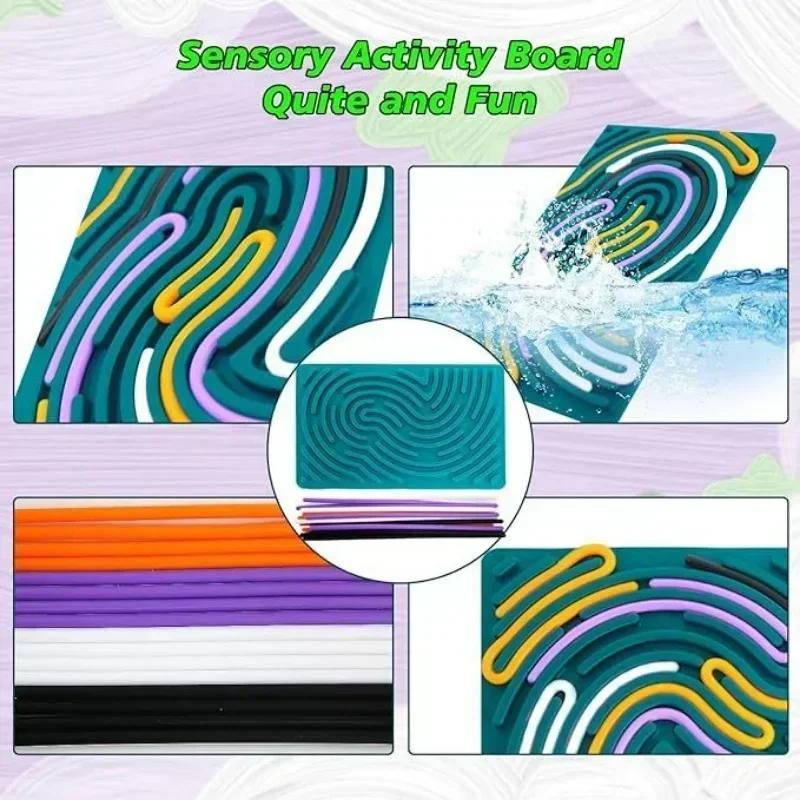 Non-Toxic Sensory Activity Board Fidget Toy Silicone 2 In1 Double-Sided Design For Idea Adhd Stress Relief Toy Portable With Strings Hot