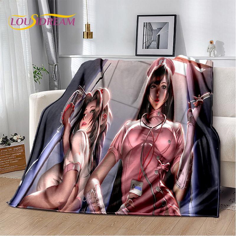 Sexy Girl Lace Tifa Aerith Anime Weiche Plüschdecke, Flanelldecke, Überwurfdecke für Wohnzimmer, Schlafzimmer, Bett, Sofa, Picknick-Abdeckung