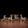 Antique Brass Solid Long Tail Horse Figurine Miniature Ornament Copper Zodiac Animal Mini Office Desktop Decoration Craft