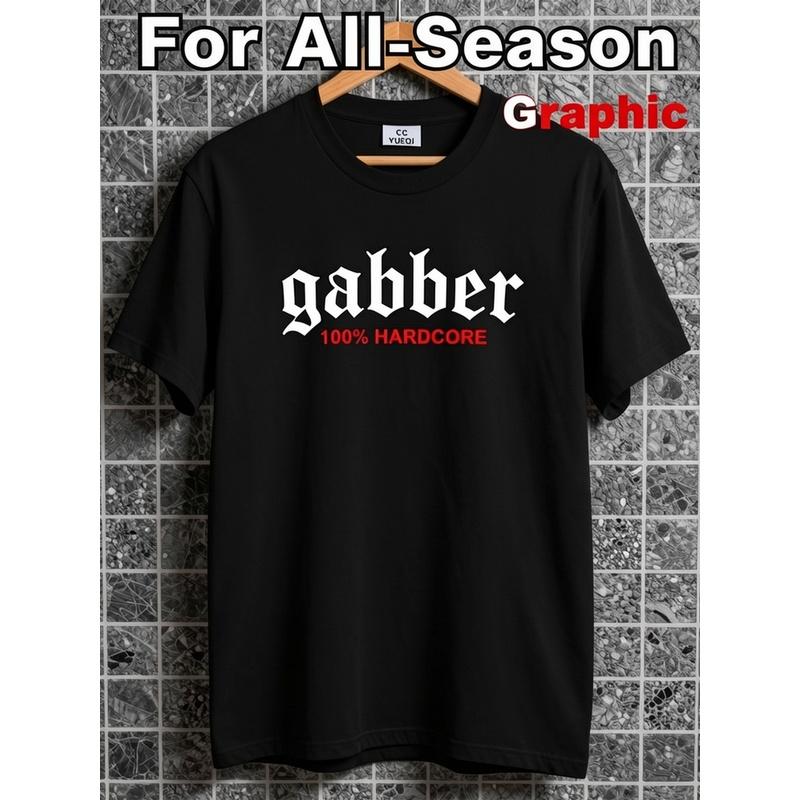 HARDCORE Herren Gabber Grafik T-Shirt - Schwarz mit Weißem Logo Streetwear T-Shirt | Atmungsaktive Passform | Unisex Lässiges Kurzarm Rundhals | Ganzjahres