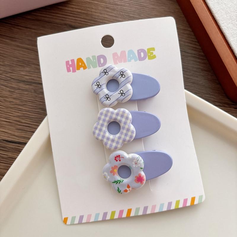3Pcs/Set Korean Hair Clips Non Slip Girls Floral Barrettes for Baby Side Bangs Toddler Headwear Hair Accessories