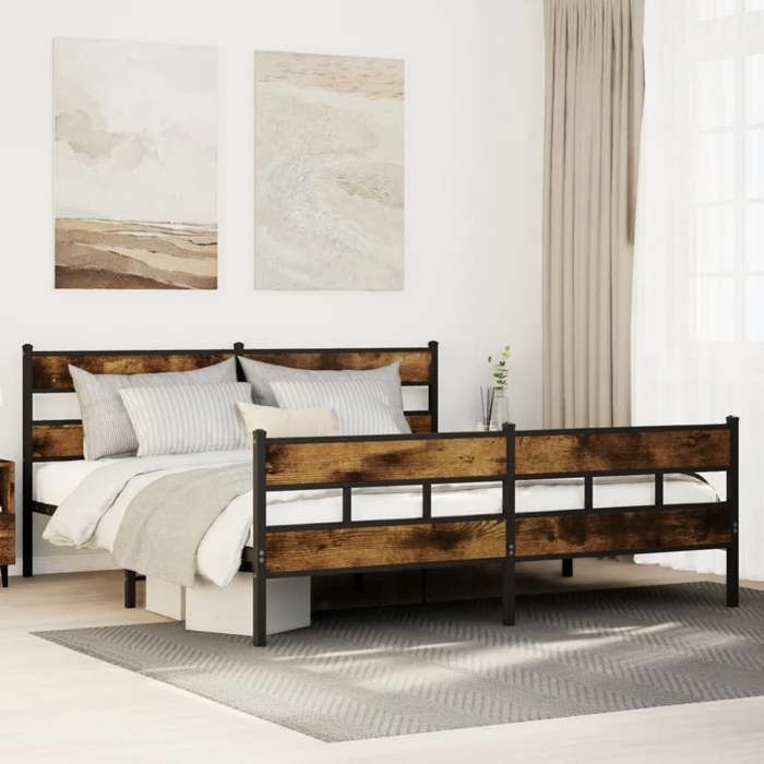 VidaXL Cadre de lit en métal sans matelas chêne fumé 200x200 cm 3308469