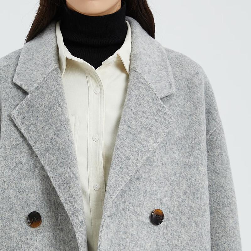 TATU Women's Korean Style Mid-length Double-faced Wool Coat