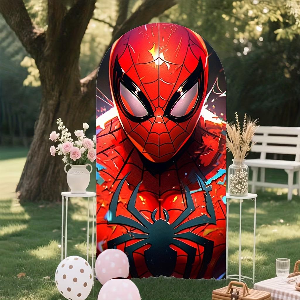 BEPAN Spiderman theme arched background customizable children's birthday party decoration background baby shower props stretch fabric