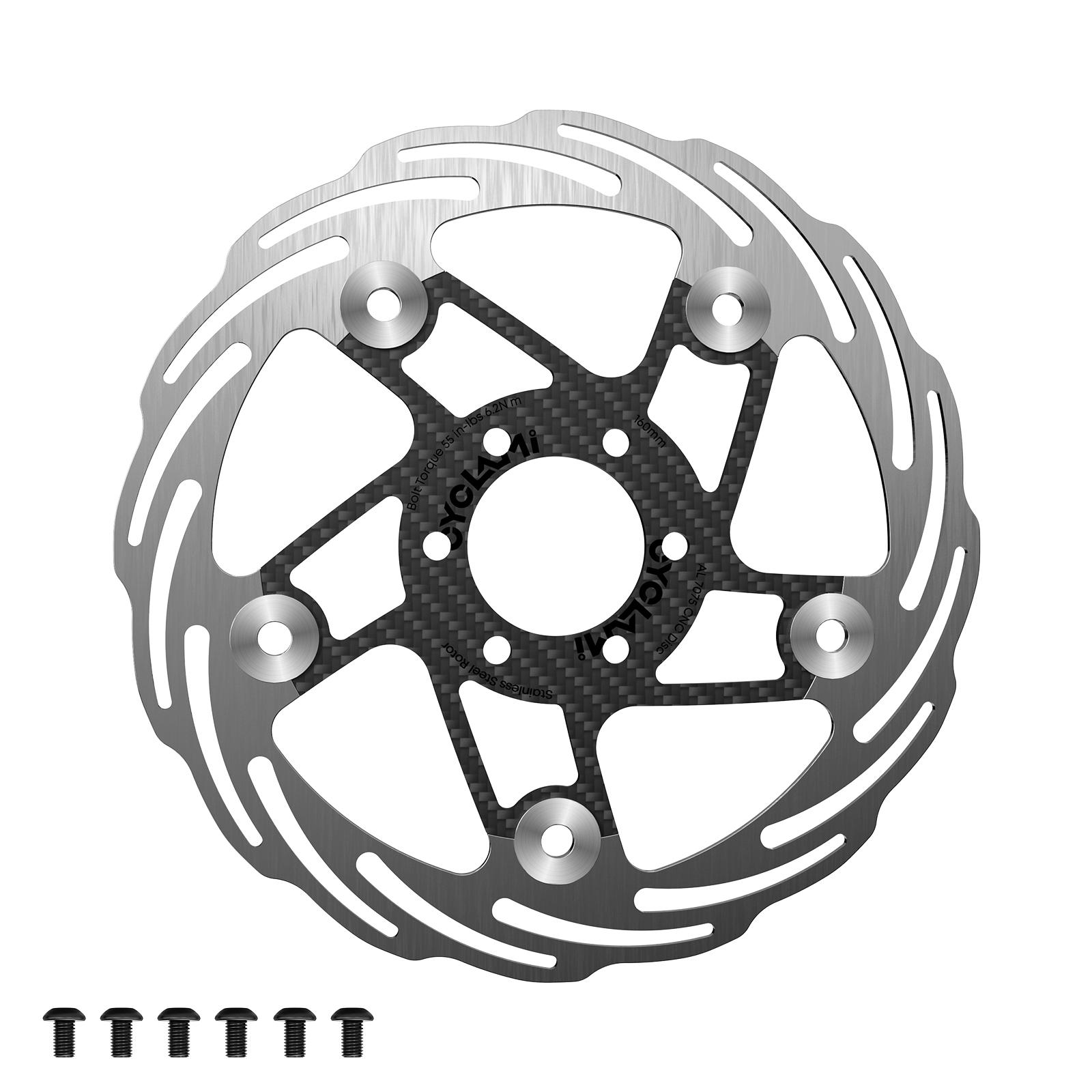 

CYCLAMI Bicycle 160/180mm Disc Brake Rotor Floating Carbon Fiber Thickening Anodized Quick Cooling Ultra-light Disc 160mm