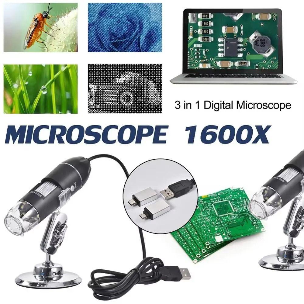 3 in 1 Handheld Electronic Microscope Portable LED Magnifier Microscopes Laboratory Use