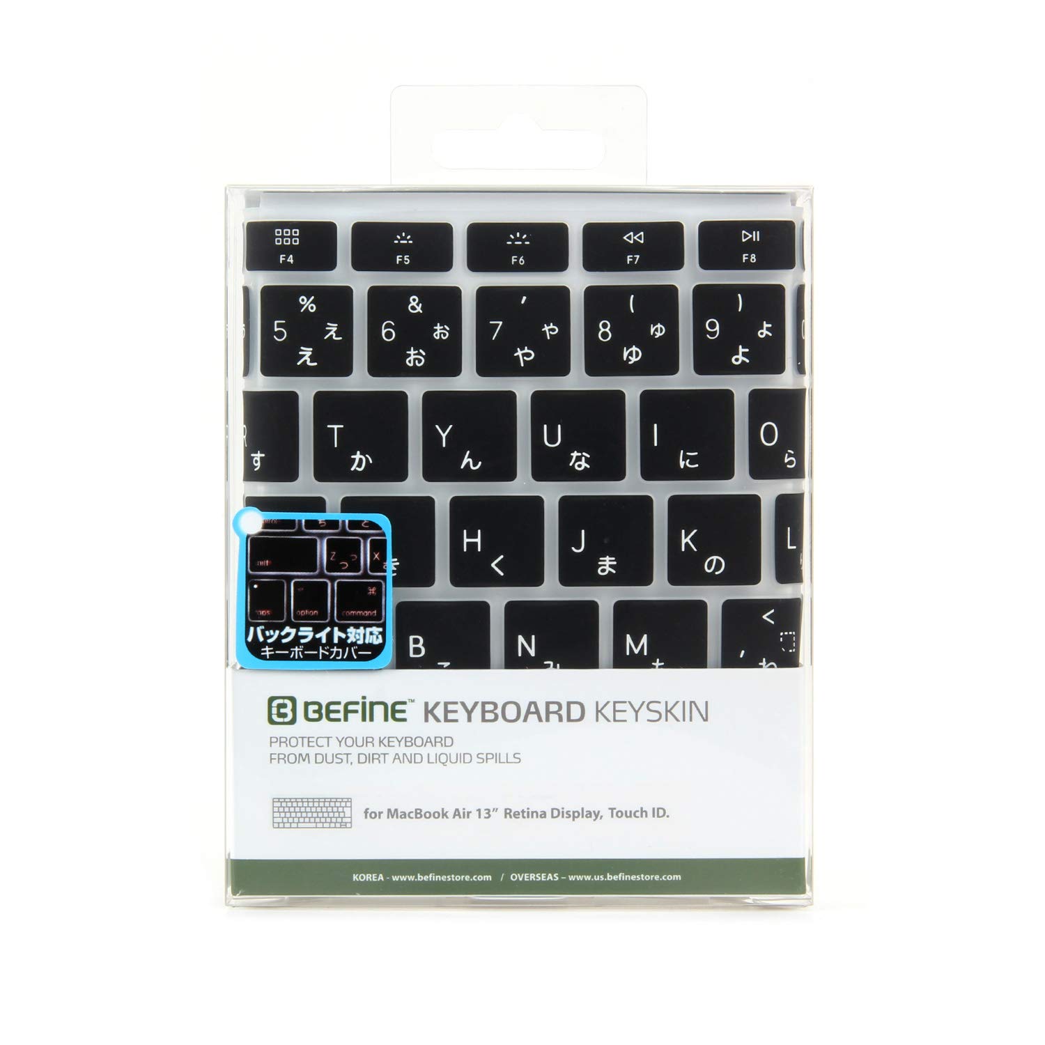 

BEFiNE Клавиатура для MacBook Air Touch ID Черная Японская раскладка Японский дистрибьютор BF16054 13-дюймовый (Модель 2018 года) Обложка, Совместимая, Накладка на клавиатуру, [Официальная] чёрный