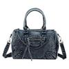 European and American Motorcycle Bag Handbag, Women's Retro Washed Denim Splicing, Flow Su Large Capacity Single Shoulder Crossbody Bag