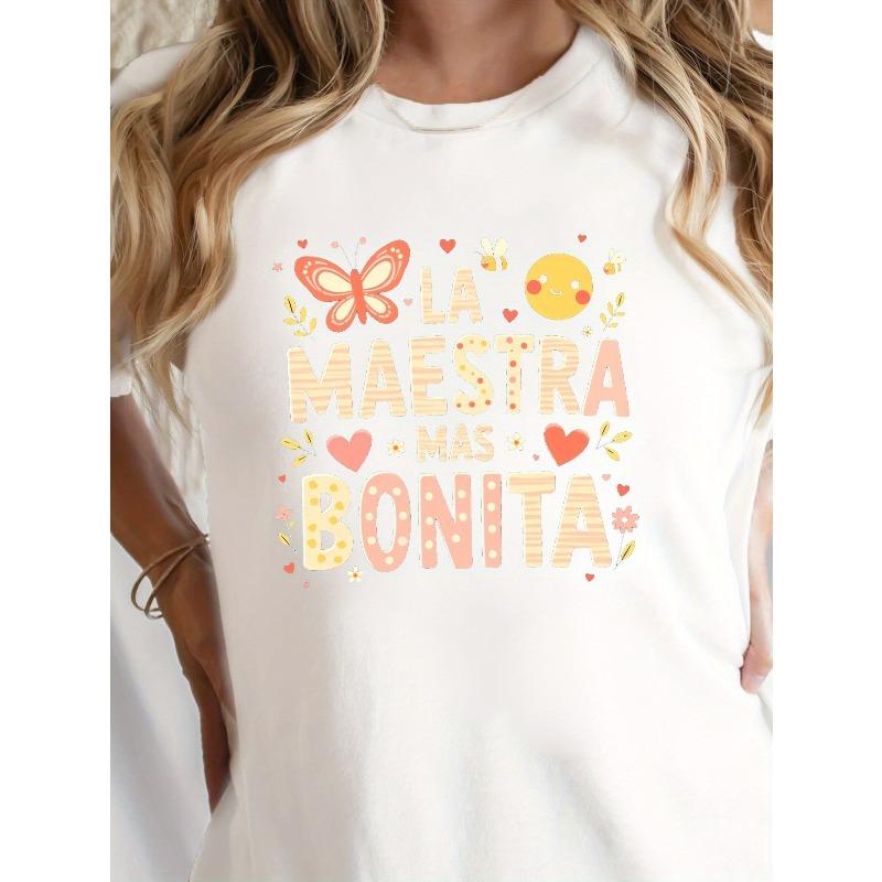 

A Lovely T-Shirt Featuring a Beautiful Teacher Design, Perfect for Casual Wear in The Summer And Spring, Designed for Women S белый