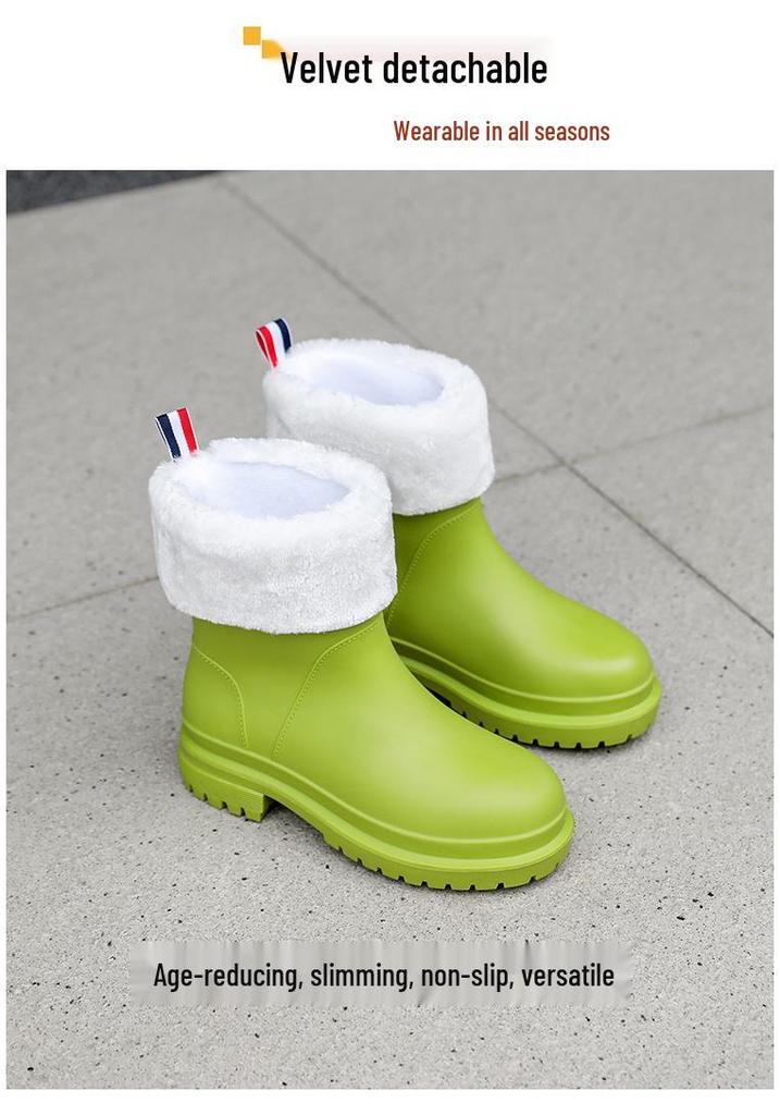 Women's Non-Slip Mid-Calf Waterproof Fashion Rain Boots for Kitchen and Car Wash Use