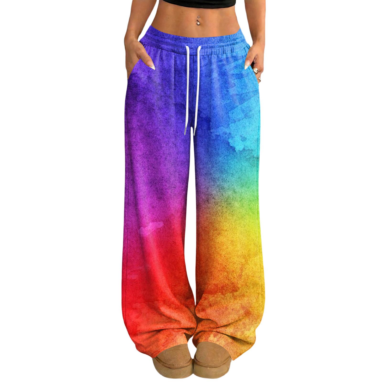

Women s Casual And Fashionable Printed Elastic Waist Loose Wide Leg Pants L фіолетовий