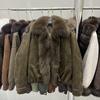 Winter new natural big fox fur collar suede down jacket women's short thickened warm pie overcome coat
