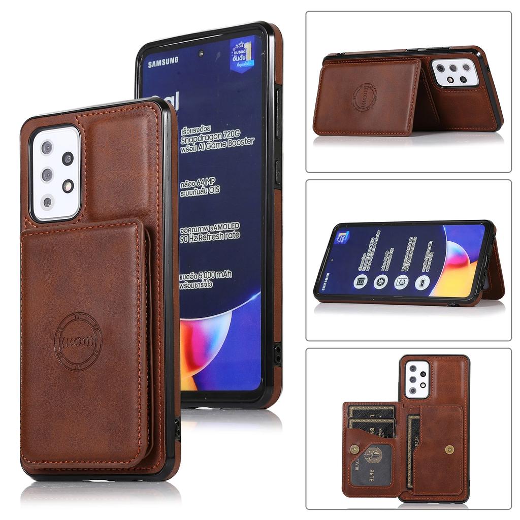Magnetic Leather Case for Galaxy S25 S24 Ultra S23 Plus S22 S21 FE A55 A35 A15 A06 A16 A54 A24 A14 Cover Card Holder Stand Coque