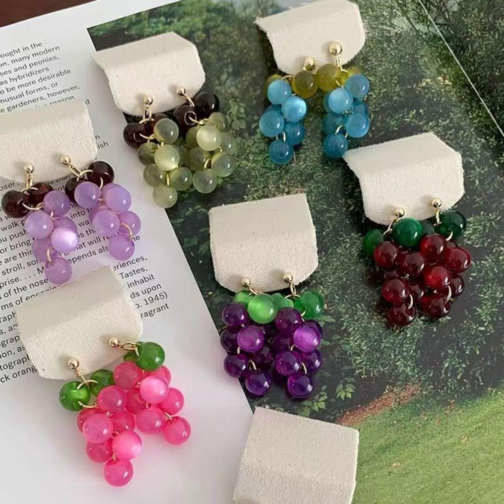 Bohemia Earrings Grape Earrings Korean Style Beads Earrings Funny Fruit Dangle Earring Gift