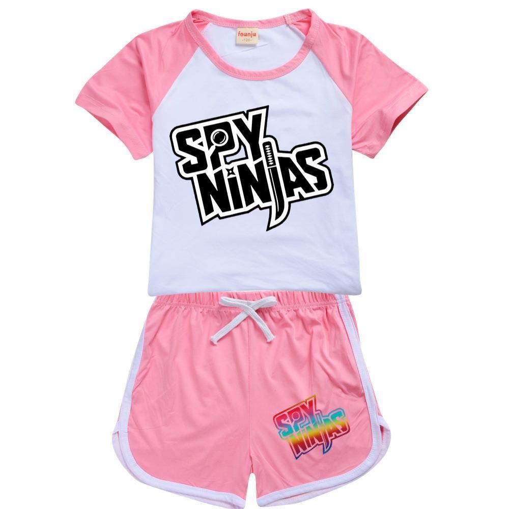 Spy Ninjas Letter Print Kids Tracksuit With Cotton And Polyester For Summer Play And Sports