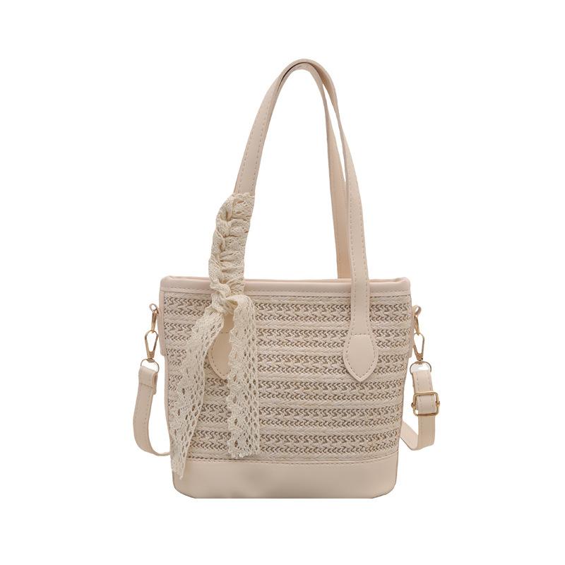 Woven straw handbag bag women's new high-end texture niche popular messenger bag shoulder bag bucket bag