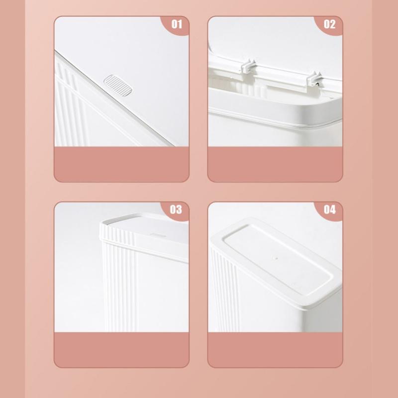 Kitchen Bathroom Trash Can Garbage Can With Press Top Lid For Bedroom Kitchen Office Living Room