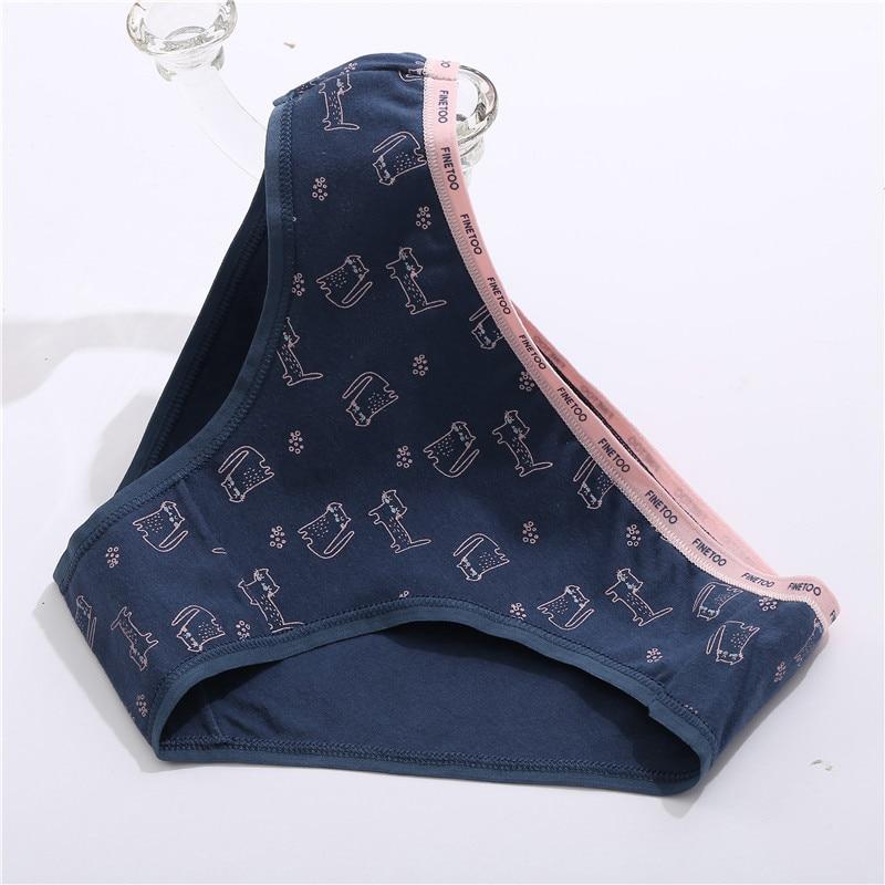 FINETOO 2PCS Women's Cotton Panties Sexy Lingerie Floral Printed Waist Female Cute Panties M-XXL Ladies Briefs