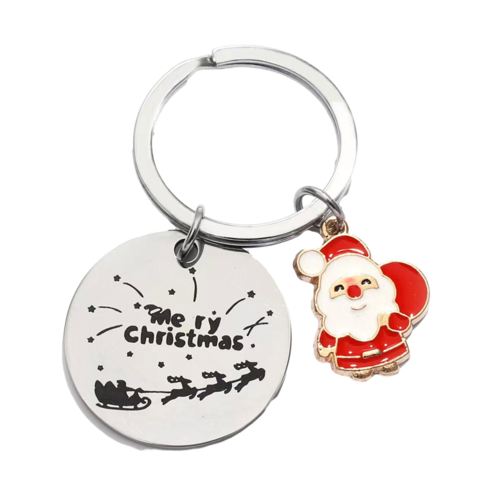 

Christmas Keychain with Key Ring New Year Christmas Pendant Gift Stainless Steel Material Christmas Gift