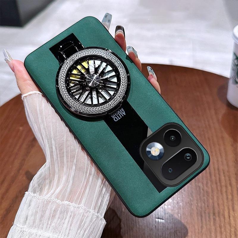 For Realme 16 Pro Case Business Gyro top Bracket Ring Holder Shockproof sheepskin Leather Soft Silicone Fashion for Realme 16 Pro Plus Back Cover