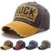 American Style Vintage Baseball Cap ROCK Embroidery Peaked Cap Casual Tattered Jeans Sun Hat  Men