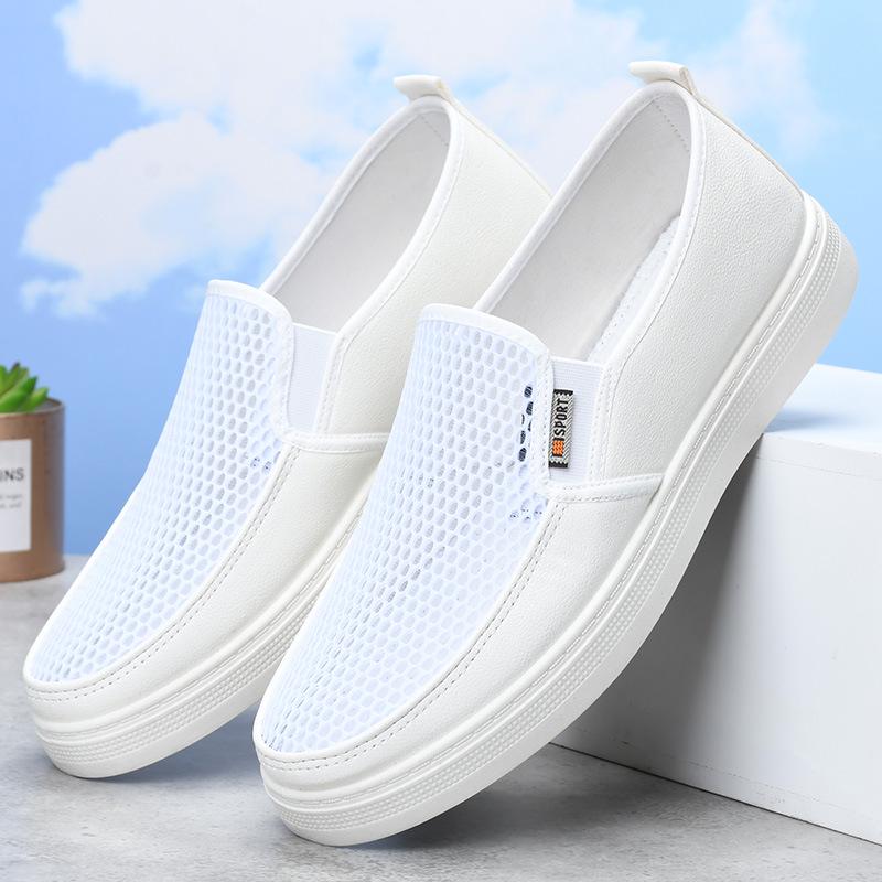 Men's White Breathable Mesh Summer Sports Casual Shoes with Non-slip Soft Sole