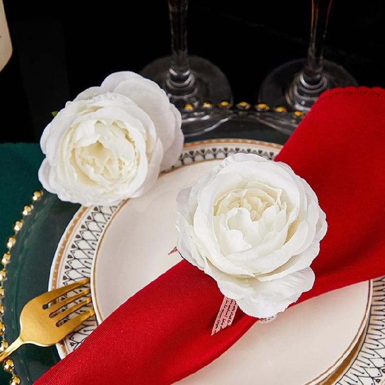 Hand Woven Faux Eucalyptuses Leaf Napkin Rings Christmas Flower Napkin Rings for Casual and Dinner Parties