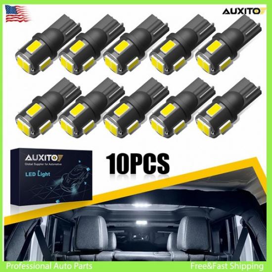 10PCS T10/194/W5W/168/2825 LED Interior 6000K White Bulbs For Truck Pickup SUV