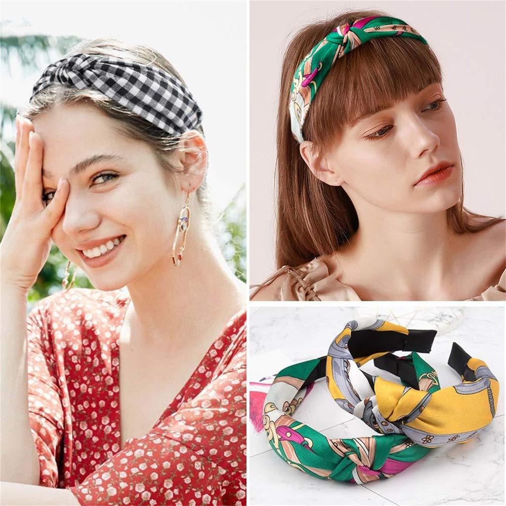 Wire Knotted Headband Knot Turban Headband Bowknot Bows Wide Headwrap Elastic Hair Accessories For Women
