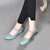 Round head flat sole single shoes women's shoes spring new shallow mouth buckle doll shoes comfortable cow patent leather women